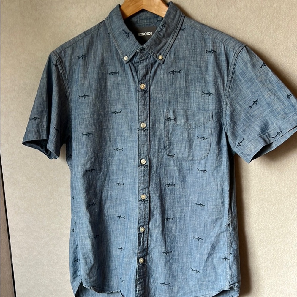 Bonobos Blue Casual Button Down Shirt with Relaxed Fit